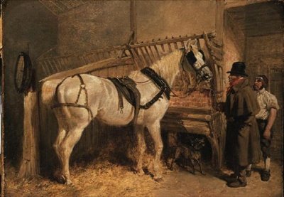 Un cavallo da cabina di St. Giles in una stalla con stallieri da John Frederick Herring Senior