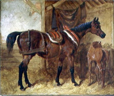 Una Vecchia Giumenta e un Puledro in una Stalla da John Frederick Herring Senior