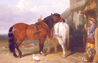 Cavalli da tiro presso una porta di cottage da John Frederick Herring Senior