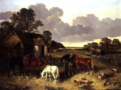 Cavalli, maiali, pollame, anatre e bovini in un cortile da John Frederick Herring Senior