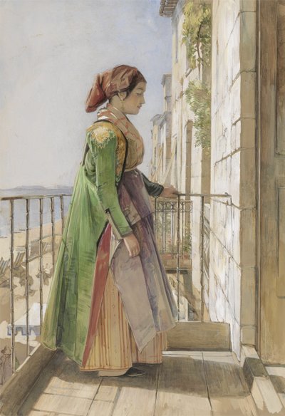 Una Ragazza Greca su un Balcone, c.1840 da John Frederick Lewis