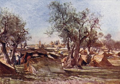 Accampamento beduino fuori dal muro nord di Gerusalemme da John Fulleylove