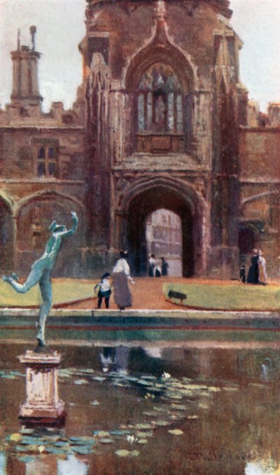 Christ Church College - Quadrangolo Tom (litografia a colori) da John Fulleylove