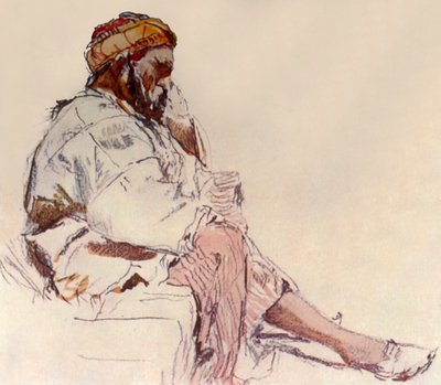 Contadino siriano seduto: di profilo, 1902 da John Fulleylove