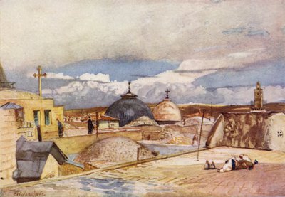 Le cupole del Santo Sepolcro, da un tetto sul Monte Sion da John Fulleylove
