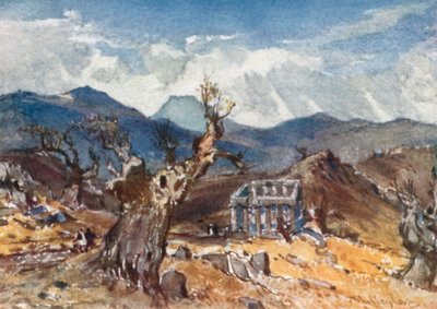 Il Tempio di Apollo a Bassae in Arcadia, con vista distante del Monte Ithome da John Fulleylove