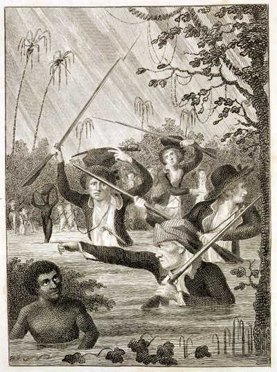 Marcia attraverso una palude o una palude in Terra Firma da John Gabriel (after) Stedman