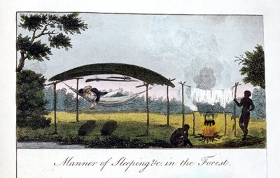Modo di dormire nella foresta, 1813 da John Gabriel Stedman
