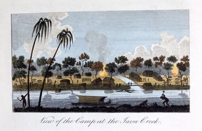 Veduta del campo al Java Creek, 1813 da John Gabriel Stedman