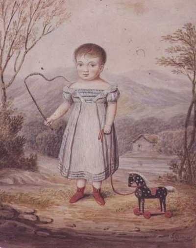 Ragazza con un cavallo giocattolo da John Gadsby Chapman