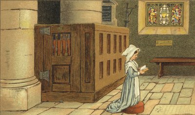 Ragazza che prega in chiesa da John George (after) Sowerby