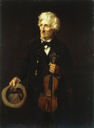 Uomo con violino, 1879 da John George Brown