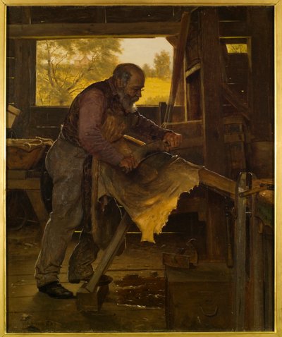 Preparazione di una pelle di cervo, 1904 da John George Brown
