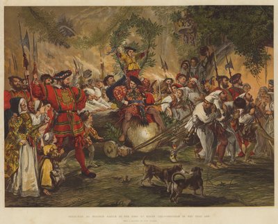 Natale al Castello di Windsor ai tempi di Enrico VIII, portando il ceppo di Yule da John Gilbert