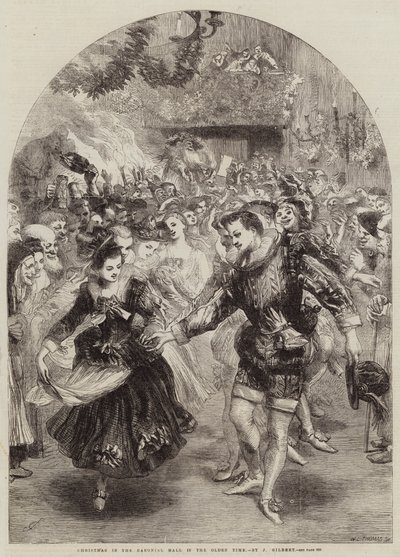 Natale nella Sala Baronale nei tempi antichi da John Gilbert