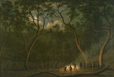 Corroboree aborigeno in Terra di Van Diemen da John Glover