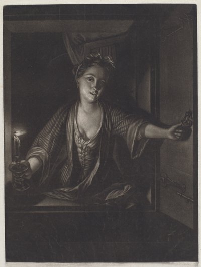 Ragazza con una Candela da John Greenwood after Nicolaas Verkolje
