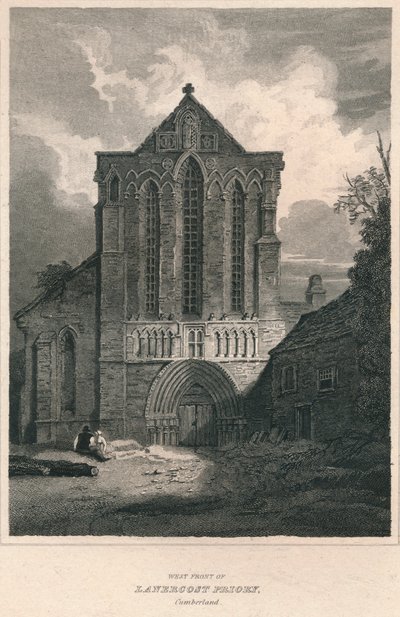 Facciata ovest del Priorato di Lanercost. Cumberland, 1814 da John Greig