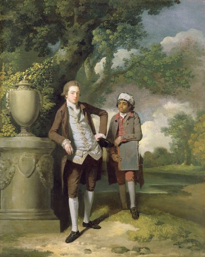 Un giovane con il suo servitore indiano che tiene un portfolio da John Hamilton Mortimer