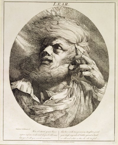 Lear, da Re Lear, Atto III, Scena 3, 1776 da John Hamilton Mortimer