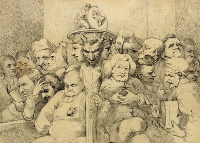 Personaggi letterari riuniti attorno al medaglione di Shakespeare da John Hamilton Mortimer