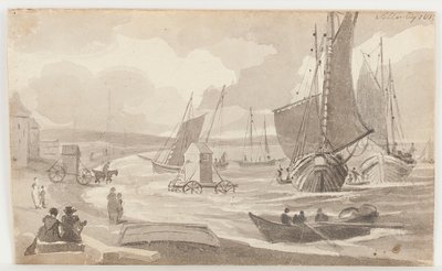 Cabine da bagno ad Allonby, Cumbria, 1812 da John Harden