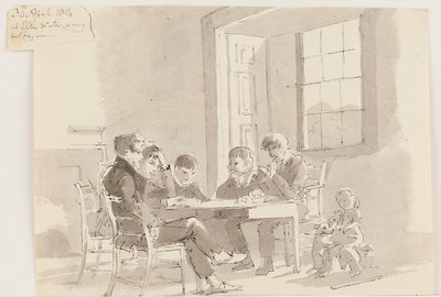 Ragazzi che leggono a Storrs, Elterwater, 1814 da John Harden