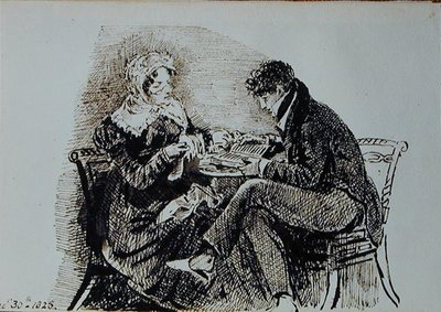 Uomo e donna che leggono a un tavolo da John Harden