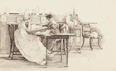 Lettura accanto al camino, 1805 da John Harden