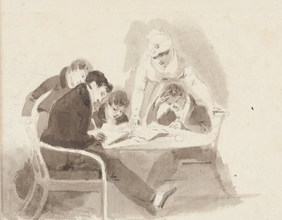 Due ragazzi che fanno i compiti, 1811 da John Harden
