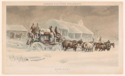 Carrozza con sei cavalli nella neve in un paesaggio invernale Fores incidenti con carrozze (titolo della serie) da John Harris