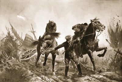Driver Brown che ritorna con i feriti a cavallo dalla linea di fuoco da John Harris Valda