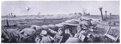 Attacco con gas alle trincee del 2° Lancashire Fusiliers in cui il soldato Lyn perse la vita ma vinse la VC. Ypres aprile 1915 da John Harris Valda