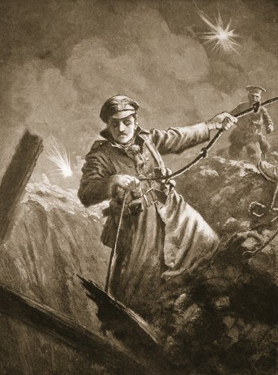 Il tenente G.P. Burlton che assiste nel salvataggio di uomini incoscienti da un pozzo minerario da John Harris Valda