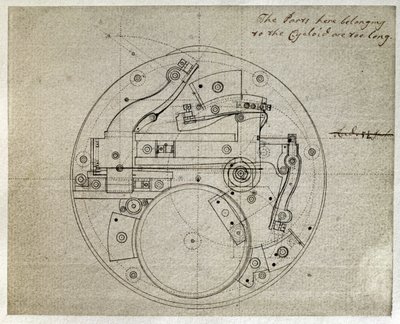 Disegno del layout del movimento del cronometro H4 di John Harrison (1693-1776), c.1759 da John Harrison