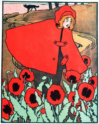 Cappuccetto Rosso, illustrazione dalla storia di Charles Perrault (1628-1703) da John Hassall