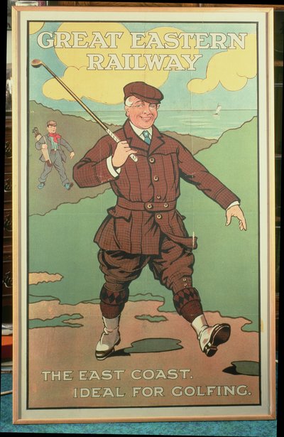 La costa orientale: ideale per il golf. Poster per la Great Eastern Railway da John Hassall