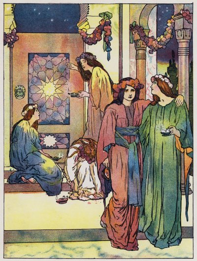 Le fanciulle si alzano e sistemano le loro lampade da John Hassall