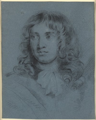 Il miniaturista Thomas Flatman, da giovane con lunghi riccioli e una sciarpa legata a fiocco intorno al collo da John Hayls
