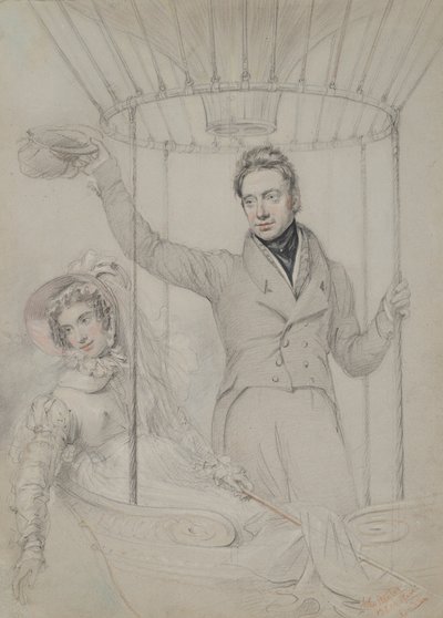 George Graham e sua moglie Margaret, in ascesa con un pallone, Londra, 1823 da John Hayter