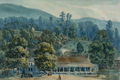 Sala da pranzo e uffici del palco a White Sulphur Springs da John Hazelhurst Boneval Latrobe