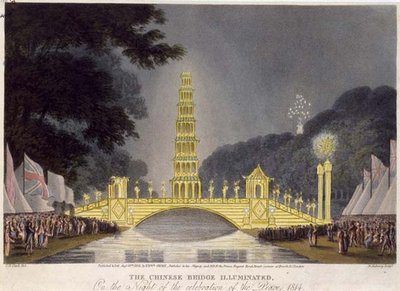 Il ponte cinese illuminato nella notte della celebrazione della pace da John Heaviside (after) Clark