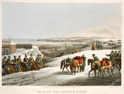 Gli Alleati davanti a Danzica in inverno, inciso da Matthew Dubourg (fl.1813-20) da 