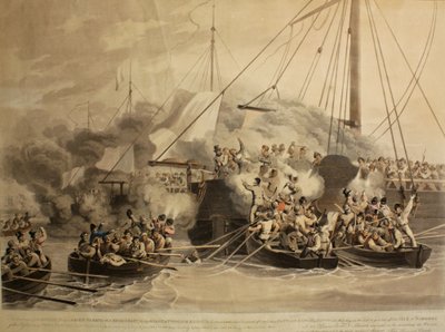 Le Barche a Remi del Quebec, Raven, Exertion e Redbreast, Alert e Princess Augusta, 1811 da John Heaviside Clark