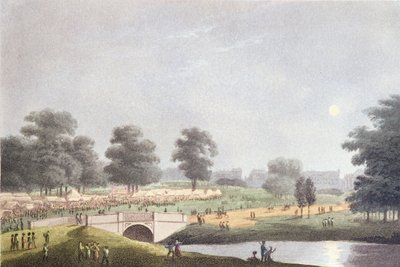 Veduta della fiera a Hyde Park, incisa da Matthew Dubourg, 1 agosto 1814 (incisione colorata) da John Heaviside Clark
