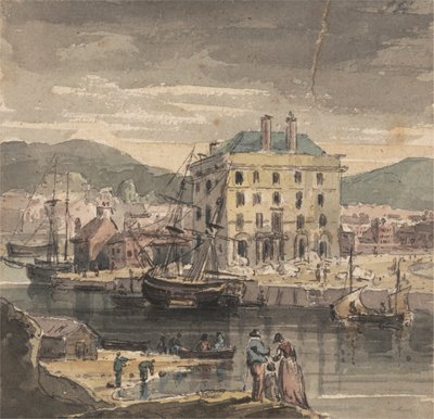 Weymouth: con figure, navi e vista di (?) la Dogana da John Henderson