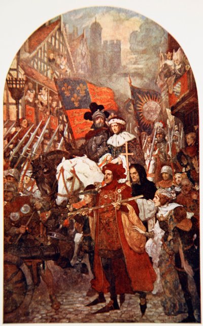 Banda che marcia a sostegno di Edoardo IV nella Battaglia di Barnet da John Henry Amshewitz