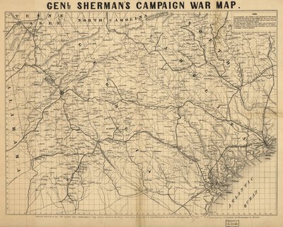 Mappa della campagna di guerra del generale Sherman. LOC 99447285 da John Henry Bufford