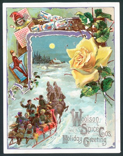 Cartolina di Natale della Woolson Spice Company da John Henry Bufford