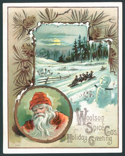 Biglietto di Natale della Woolson Spice Company da John Henry Bufford